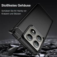 SPARSET Carbon Hülle + 2x 9H Panzerfolie für Xiaomi 14T Pro, Schutz Outdoor Case Cover