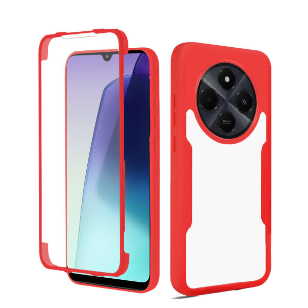 360° Grad Hülle Xiaomi Redmi 14C Rundum vollschutz Integriertem Displayschutz in Rot
