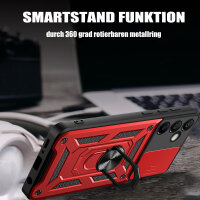 Outdoor Panzer Hülle für Samsung Galaxy S24 FE mit Kameraschutz Ringhalter Bumper in Rot