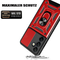 Outdoor Panzer Hülle für Samsung Galaxy S24 FE mit Kameraschutz Ringhalter Bumper in Rot