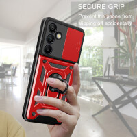 Outdoor Panzer Hülle für Samsung Galaxy S24 FE mit Kameraschutz Ringhalter Bumper in Rot