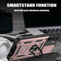 Outdoor Panzer Hülle für Samsung Galaxy S24 FE mit Kameraschutz Ringhalter Bumper in Rosegold