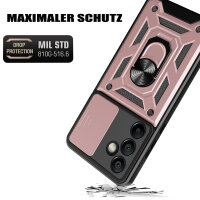 Outdoor Panzer Hülle für Samsung Galaxy S24 FE mit Kameraschutz Ringhalter Bumper in Rosegold