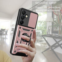 Outdoor Panzer Hülle für Samsung Galaxy S24 FE mit Kameraschutz Ringhalter Bumper in Rosegold