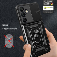 Outdoor Panzer Hülle für Samsung Galaxy S24 FE mit Kameraschutz Ringhalter Bumper in Schwarz