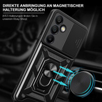 Outdoor Panzer Hülle für Samsung Galaxy S24 FE mit Kameraschutz Ringhalter Bumper in Schwarz