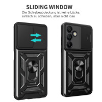 Outdoor Panzer Hülle für Samsung Galaxy S24 FE mit Kameraschutz Ringhalter Bumper in Schwarz