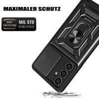 Outdoor Panzer Hülle für Samsung Galaxy A16 mit Kameraschutz Ringhalter Bumper in Schwarz
