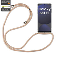 Handykette für Samsung S24 FE Handyhülle mit Band Hülle Galaxy S24 FE Beige / Braun