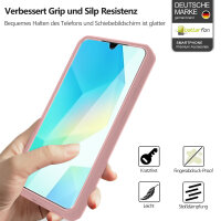360° Hülle für Samsung A16, 360 Grad Handyhülle mit Integriertem Displayschutz in Rosa