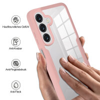360° Hülle für Samsung A16, 360 Grad Handyhülle mit Integriertem Displayschutz in Rosa