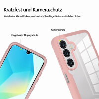 360° Hülle für Samsung A16, 360 Grad Handyhülle mit Integriertem Displayschutz in Rosa