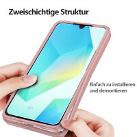 360° Hülle für Samsung A16, 360 Grad Handyhülle mit Integriertem Displayschutz in Rosa