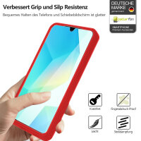 360° Hülle für Samsung A16, 360 Grad Handyhülle mit Integriertem Displayschutz in Rot