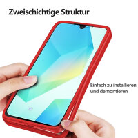 360° Hülle für Samsung A16, 360 Grad Handyhülle mit Integriertem Displayschutz in Rot