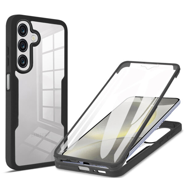 360° Hülle für Samsung A16, 360 Grad Handyhülle mit Integriertem Displayschutz in Schwarz