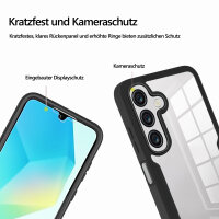 360° Hülle für Samsung A16, 360 Grad Handyhülle mit Integriertem Displayschutz in Schwarz