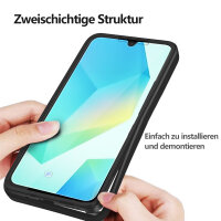 360° Hülle für Samsung A16, 360 Grad Handyhülle mit Integriertem Displayschutz in Schwarz
