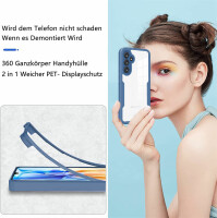 360° Grad Hülle für Samsung Galaxy S25 vollschutz mit Integriertem Displayschutz Blau