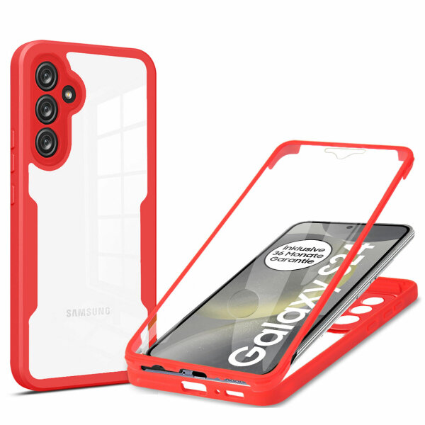 360° Grad Hülle für Samsung Galaxy S25 vollschutz mit Integriertem Displayschutz Rot