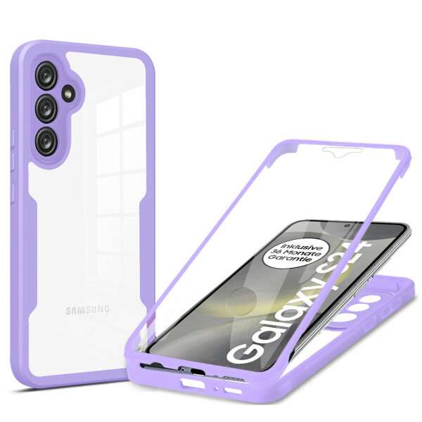 360° Grad Hülle für Samsung Galaxy S25 vollschutz mit Integriertem Displayschutz Lila
