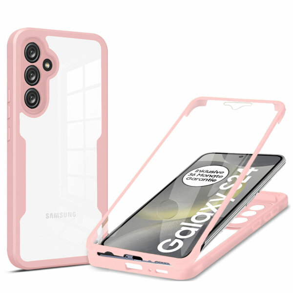 360° Grad Hülle für Samsung Galaxy S25 vollschutz mit Integriertem Displayschutz Rosa