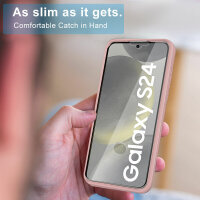 360° Grad Hülle für Samsung Galaxy S25 vollschutz mit Integriertem Displayschutz Rosa