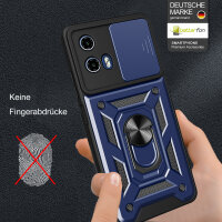 Outdoor Panzer Hülle Motorola Moto G34 Handyhülle mit Kameraschutz Ringhalter in Blau