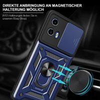 Outdoor Panzer Hülle Motorola Moto G34 Handyhülle mit Kameraschutz Ringhalter in Blau