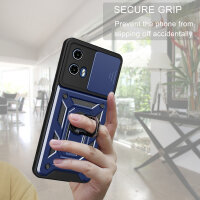 Outdoor Panzer Hülle Motorola Moto G34 Handyhülle mit Kameraschutz Ringhalter in Blau