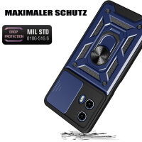 Outdoor Panzer Hülle Motorola Moto G34 Handyhülle mit Kameraschutz Ringhalter in Blau
