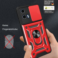 Outdoor Panzer Hülle Motorola Moto G34 Handyhülle mit Kameraschutz Ringhalter in Rot
