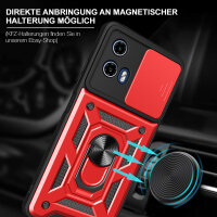 Outdoor Panzer Hülle Motorola Moto G34 Handyhülle mit Kameraschutz Ringhalter in Rot