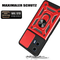 Outdoor Panzer Hülle Motorola Moto G34 Handyhülle mit Kameraschutz Ringhalter in Rot