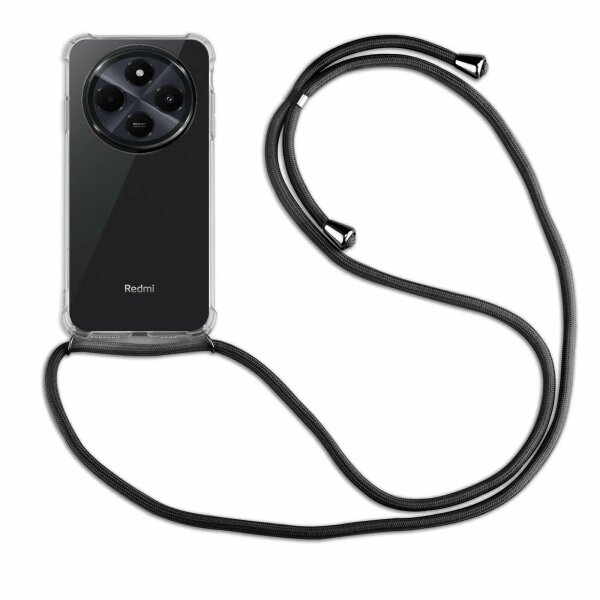 Handykett für Xiaomi Redmi 14C / Poco C75 Hülle mit Kordel Handyhülle mit Band in Schwarz