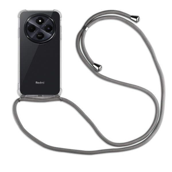 Handykett für Xiaomi Redmi 14C / Poco C75 Hülle mit Kordel Handyhülle mit Band in Grau