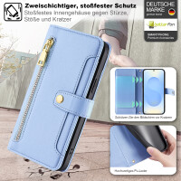 Handykette Samsung Hülle mit Band Handyhülle Kartenfächer PU Leder Umhängetasche Galaxy S25 in Hellblau