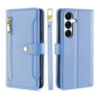 Handykette Samsung Hülle mit Band Handyhülle Kartenfächer PU Leder Umhängetasche Galaxy S25 in Hellblau