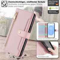 Handykette Samsung Hülle mit Band Handyhülle Kartenfächer PU Leder Umhängetasche Galaxy S25+ in Rosa