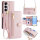 Handykette Samsung Hülle mit Band Handyhülle Kartenfächer PU Leder Umhängetasche Galaxy S25+ in Rosa