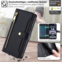 Handykette Xiaomi Redmi Note 14 4G Hülle mit Band Handyhülle Kartenfächer PU Leder Umhängetasche in Schwarz