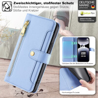 Handykette Xiaomi Redmi Note 14 Pro 4G Hülle mit Band Handyhülle Kartenfächer PU Leder Umhängetasche in Hellblau