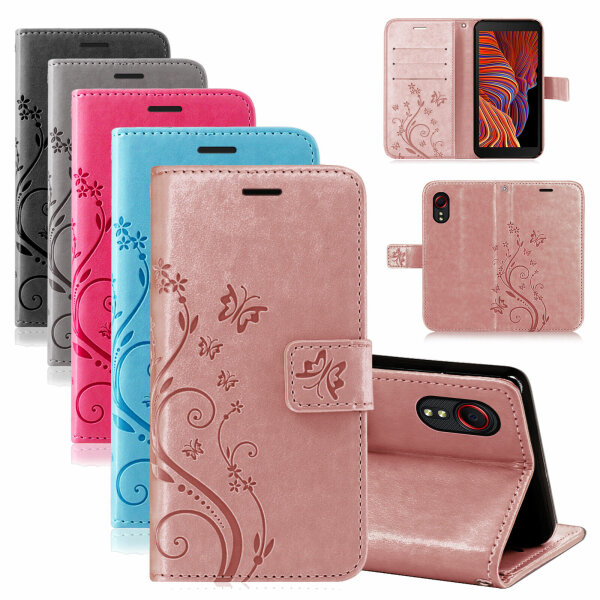 Handyhülle für Samsung Galaxy Xcover 5 - Klapphülle Blume (Farbe wählbar)