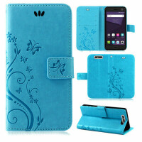 ZTE Handy Tasche Handyhülle Wallet Schutz Hülle Blumen Flip Cover Buch Case Etui