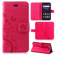 ZTE Handy Tasche Handyhülle Wallet Schutz Hülle Blumen Flip Cover Buch Case Etui