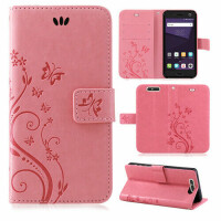 ZTE Handy Tasche Handyhülle Wallet Schutz Hülle Blumen Flip Cover Buch Case Etui