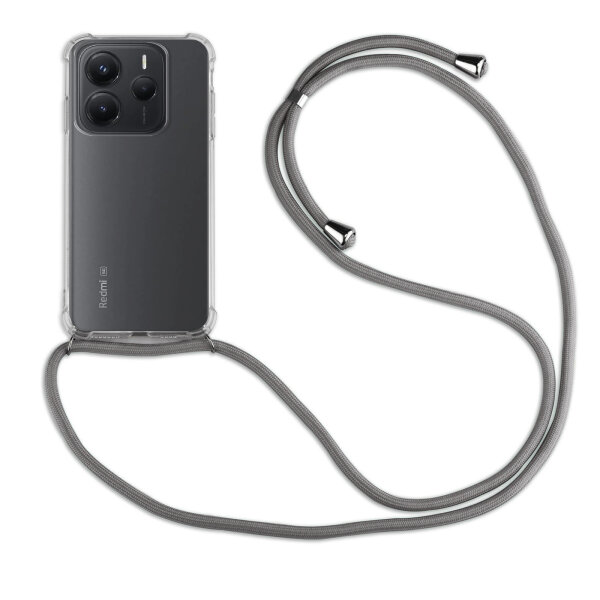 Handykett für Xiaomi Redmi Note 14 4G Hülle mit Kordel Handyhülle mit Band in Grau