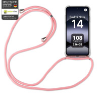 Handykett für Xiaomi Redmi Note 14 4G Hülle mit Kordel Handyhülle mit Band in Rosa