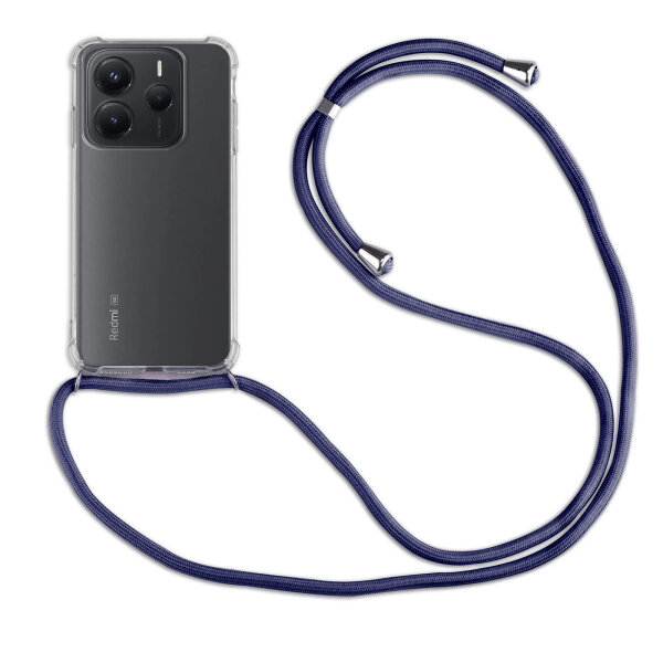 Handykett für Xiaomi Redmi Note 14 5G Hülle mit Kordel Handyhülle mit Band in Blau