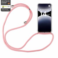 Handykett für Xiaomi Redmi Note 14 Pro+ Hülle mit Kordel Handyhülle mit Band in Rosa